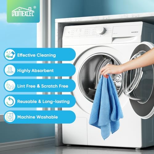 HOMEXCEL Blue Microfiber Cleaning Cloth, Microfiber Towels for Car, 12 Pack - Image 6