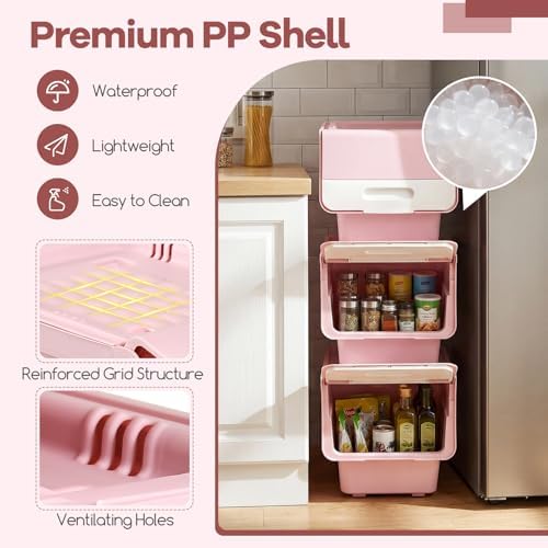 GIANTEX 6 Pack Plastic Stackable Storage Bins with Lids & Wheels, 12.5 QT - Image 7