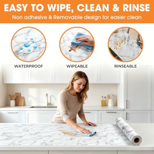 Coavas Shelf and Cabinet Liner, Easy Cut Protective (Marble, 12 in x 10 ft) - Image 6