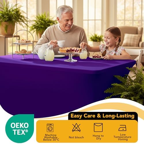 6-Pack Premium Purple Spandex Tablecloths for 6ft Rectangle Tables - Image 7