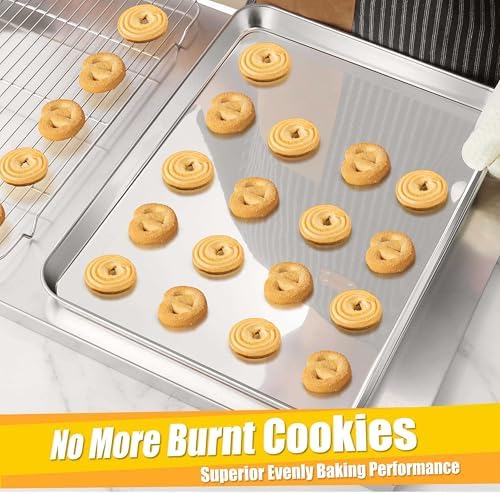 Homikit 2 Pack 18x13 Inch Stainless Steel Baking Half Sheet Set, Nonstick | Large Cookie Sheets for Oven, Metal Baking Pans, Big Bacon Trays, Non Toxic, Rust Free, Dishwasher Safe, Heavy Duty - Image 6