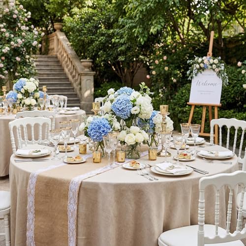 Tatuo 6 Pcs Burlap Table Runners with Lace 12 X 72 Rustic Jute,Elegant - Image 6