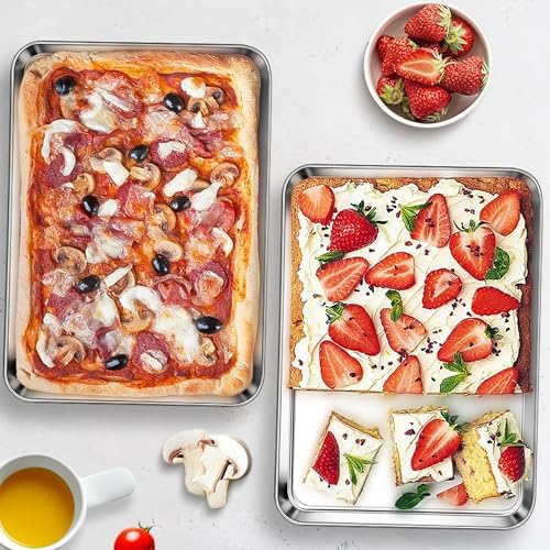Homikit Stainless Steel Quarter Sheet Pan Set for Toaster Oven, 9x13 Inches | 2 Pack Cookie Sheets for Baking, Small Baking Pans, Metal Bacon Trays, Non Toxic, Non Stick, Dishwasher Safe, Rust Free - Image 6