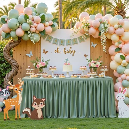 Wish Care Sage Green Polyester Table Clothes for 4 Foot Rectangle Tables, Wrinkle Free Fitted Table Cover with Pleated Ruffle Table Skirt for Birthday Party Wedding Trade Show Event Display - Image 6