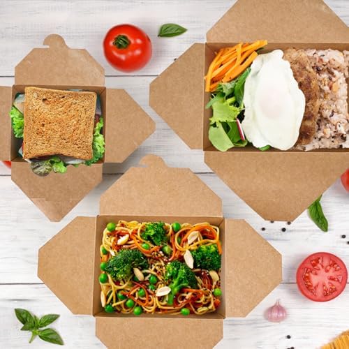 EcoDispose 80 Pack 45 oz Kraft Paper Takeout Food Containers - Image 6