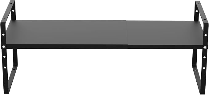 iPEGTOP Expandable Cabinet Storage Shelf Organizer, Heavy Duty Steel Metal Spice Rack Adjustable Height Home Office Garage Pantry Shelf Space Riser for Counter Kitchen Organization, Black, 1 Pack - Image 9