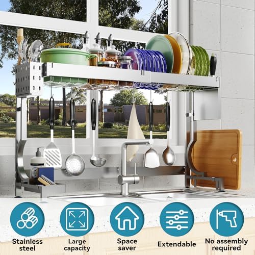 MINGLING Over The Sink Dish Drying Rack, Kitchen Dish Rack Over Sink - Image 6