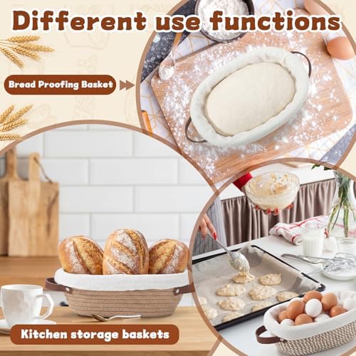 Gisafai 12 Set Banneton Bread Proofing Baskets Bulk 10 Inch Oval Cotton Rope Artisan Sourdough Bread Banneton Dough Proofing Bowls with Cloth Liners and Covers for Homemade Baking Bakery - Image 7