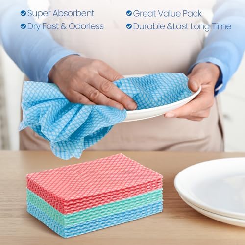 Tioncy 400 Pcs Disposable Cleaning Cloths Reusable Handy Wipes for Kitchen Multi-purpose Disposable Cleaning Towels and Dish Cloths Absorbent Cleaning Cloth Wipes for Kitchen and Home(Colorful) - Image 6