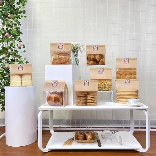 BIUBIU 25ct 8.7×4.3×11inch Thicker Large Bread Bags for Homemade with Window, Twist Tie & Sticker Label - Ideal for Sourdough Bread, Loaf, Bakery, Pastry & Baked Goods, Brown Paper & Flat Bottom - Image 6
