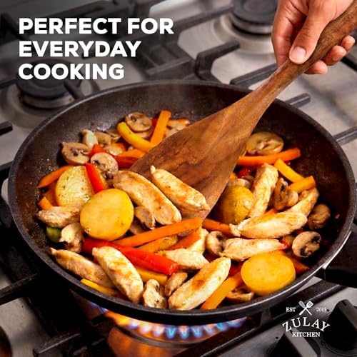 Zulay Kitchen Premium 8-Piece Wooden Spoons - Smooth Finish, Natural Teak Wood, Non-Stick, Handmade - Image 6