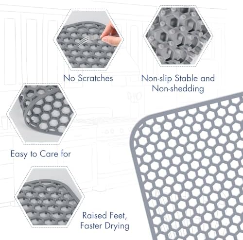Bestjing Silicone Sink Protectors for Kitchen Sink-28.4"x 14.3", Gray - Image 6