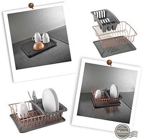 Metaltex Aquatex Copper Dish Drainer with Tray, Metal, Copper, 35x30x12 cm - Image 7