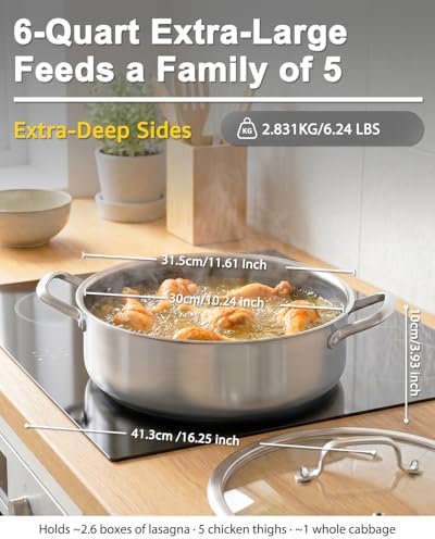 LOLYKITCH 6 QT Saute Pan with Lid & 8'' Frying Pan Set | Detachable Handle - Image 6