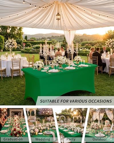 Fixwal 3 Pack 6FT Green Tablecloth Rectangle Spandex Fitted Table Cover - Image 7