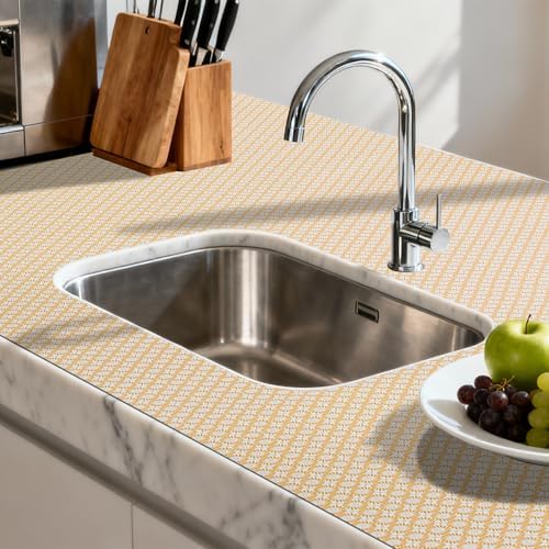 FIFTY FEET 12"x120" Non-Adhesive Shelf Liner for Kitchen Cabinets and Drawers, Washable Non-Slip PVC Cabinet Liner (Yellow Circle)(10 Roll) - Image 6