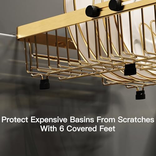 MAJALiS Gold Dish Drying Rack Over The Sink with Utensil Holder - Image 7