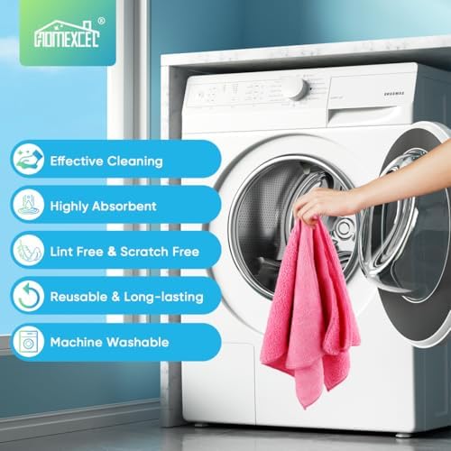HOMEXCEL Pink Microfiber Cleaning Cloth, Microfiber Towels for Car, 12 Pack - Image 6