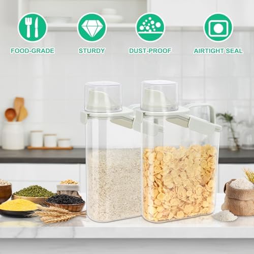 TBMax Rice Container Cereal Storage Container 2 Pack 3.2-Quart, Kitchen Pantry Dry Food Storage Holder with Easy-Pouring Spout & Handy Cup, Small Pet Dog Cat Food Dispenser for Daily Feeding - Image 7