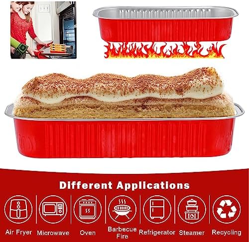 25Pack 6.8Oz Mini Cake Pans Disposable Mini Loaf Pans with Lids and Spoons and Stickers, Aluminum Pans for Baking Bread, Individual Dessert Cups for Sales,Party,Picnics,Celebration (Red) - Image 7