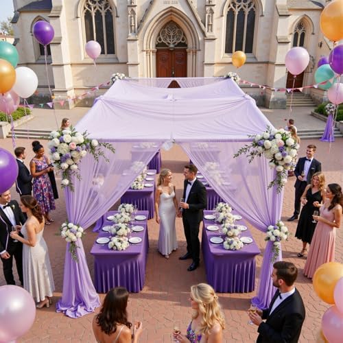 4 Pack Purple Spandex Table Clothes for 8 Foot Rectangle Tables, Wrinkle Free Fitted Table Cover 8ft Stretch Tablecloths Desk Skirt for Parties Weddings Birthday Banquet Baby Shower - Image 7