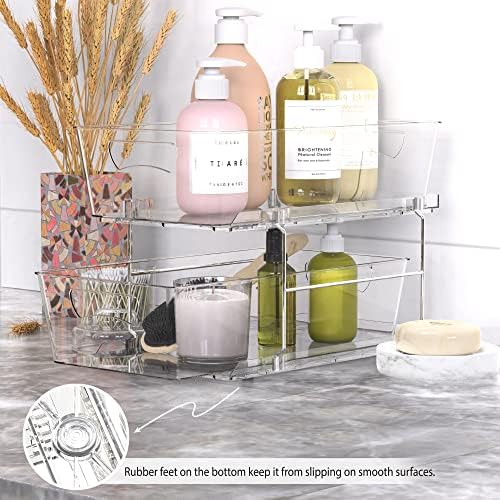 Simple Houseware 2 Tier Basket Drawer Cabinet Pull-Out Organizer, Clear - Image 7