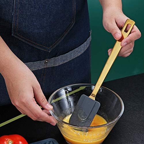 Gold Silicone Spatulas, Berglander Flexible Scrapers Baking Mixing Tool With Titanium Gold Plating, Baking Tools, Heat Resistant, Dishwasher Safe, Easy to Clean - Image 6