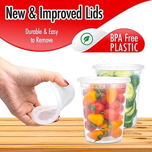 32oz-Deli Containers with Leakproof Lids-50 Pack BPA-Free Plastic Microwaveable Clear Food Storage Container Premium Heavy-Duty Quality, Freezer & Dishwasher Safe - Image 5