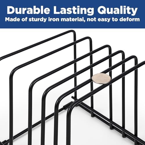 Kitchen Cabinet Organizer, 2 Pcs Baking Pan Organizer, Steel Cooking Sheet Organizers with 5 Slots for Skillets, Cutting Boards & Baking Trays, Space-Saving Cabinet Storage - Image 7