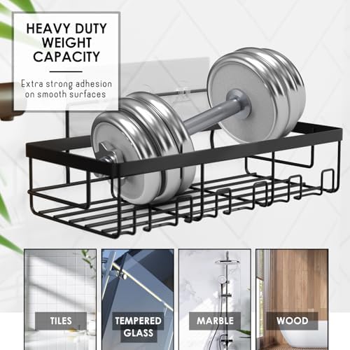 Clara Clark Bathroom Accessories Set - 27PC Bathroom Set with Adhesive Corner Shower Caddy Hanging, Bathroom Sets with Shower Curtain and Rugs, Ombre Grey Shower Curtain Set with Bathroom Trash Can - Image 7