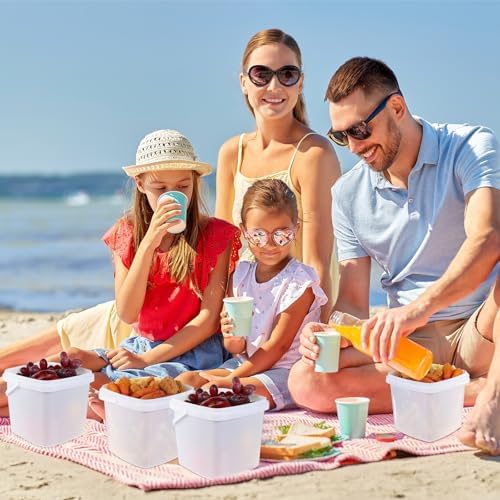 Mifoci 12 Pcs 5 Qt/ 169 Oz/ 5 L Plastic Food Containers, 1.24 Gallon Ice Cream Buckets with Lids and Handle Reusable Square Deli Containers Freezer and Microwave Safe for Kitchen Food Drinks Storage - Image 6