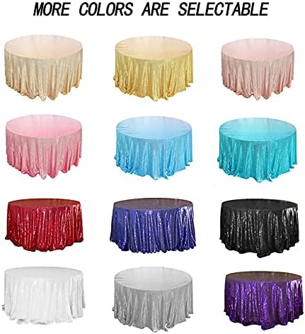 JYFLZQ Black Sequin Tablecloth, Glitter Party Table Cover 108 Inch Round - Image 6