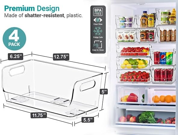 Sorbus Clear Pantry Organizer with Stackable Storage Bins, Open Front - Image 9