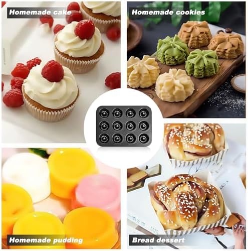 2 Pack Nonstick Mini Bundt Cake Pans, 12-Cavity Carbon Steel Baking Mold for Muffins, Brownies, and Mini Cakes, Send Goods from Local Warehouse - Image 6