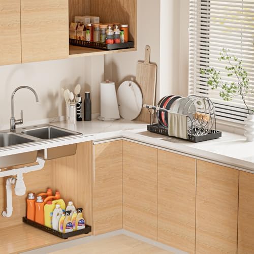 Black 2 Pack Pot Lid Organizer, Pull Out Cabinet Rack, 8 Dividers - Image 6