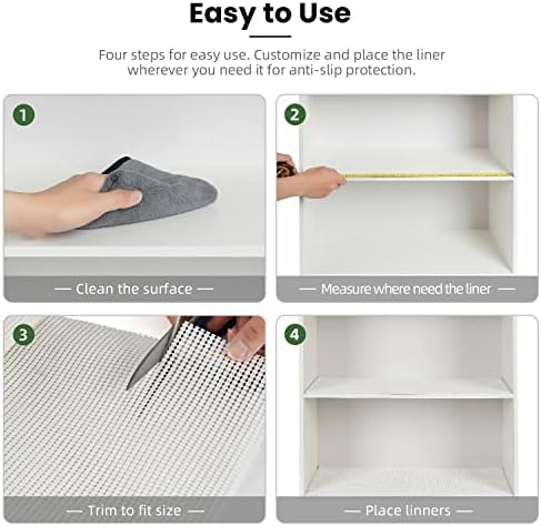 BAGAIL Non-Adhesive Shelf Liner, Thick Strong Grip Drawer Liners for Kitchen Cabinets, Heavy-Duty Easy Cut Cabinet Liners for Shelves, Pantry, Bathroom Cupboards - 17.5" x 20FT, White - Image 6