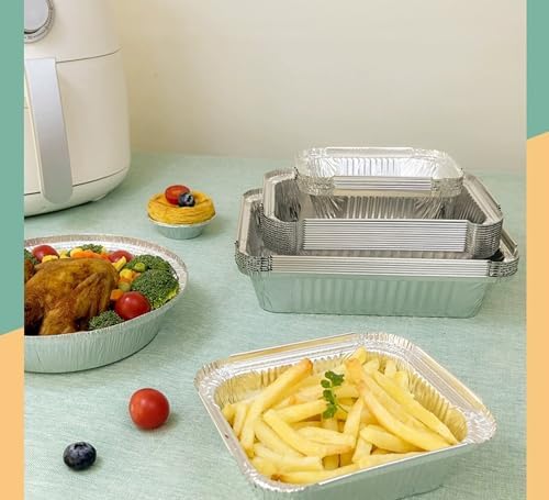 Notwoe® 30 Pack Disposable Aluminum Pans with Lids, 10x7.5 and 7.3x5.3 Square 6.9x4.3 Square Combo Set, Disposable Baking and Cake Pan. (30-Pack w/Lids) - Image 7