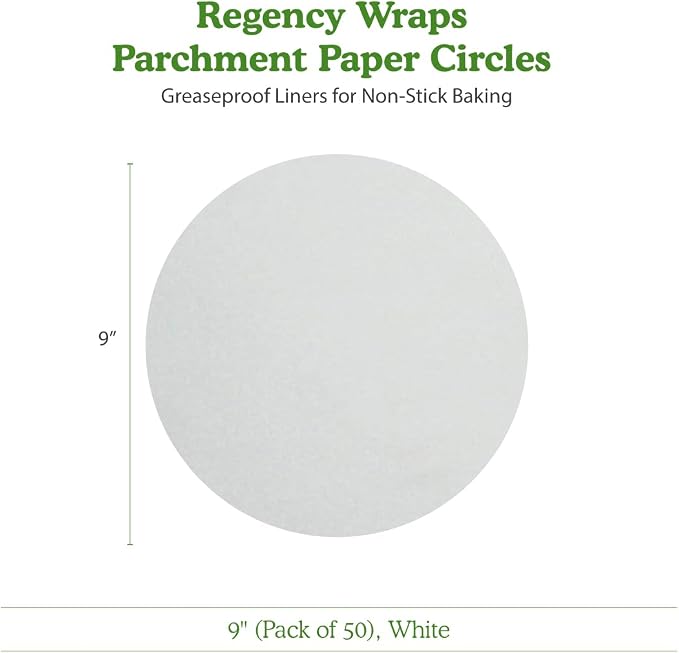 Regency Parchment Paper Circles for Round Cake Pans, 9", 50 Pack | For Round Cake Pans, Greaseproof Liners, Non Stick Baking, Pre Cut Rounds For Air Fryer, Pizza Stone & Microwave Cooking - Image 6