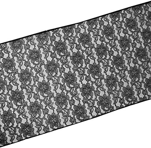 Zen Creative Designs 10 Pack Floral Lace Table Runner Sheer Lace Event Party Wedding Table Decor (12" by 90", Black) - Image 2