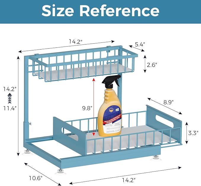 Saydear 2-Pack L-Shaped Under Sink Organizer, 2-Tier Pull-out Cabinet Rack - Image 6
