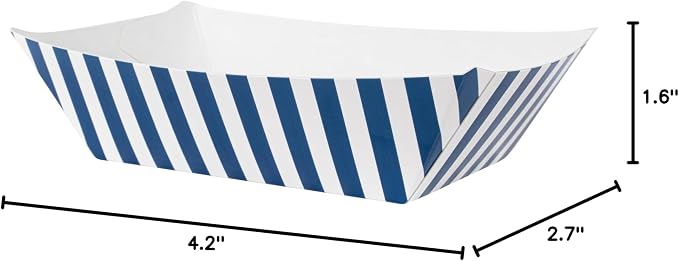 Restaurantware-Bio Tek 1/2 Pound Food Trays, 400 Disposable Paper Food Trays - Heavy-Duty, Greaseproof, Striped Paper Food Boats, For Snacks, Appetizers, Or Treats, Use At Parties Or Carnivals - Image 11