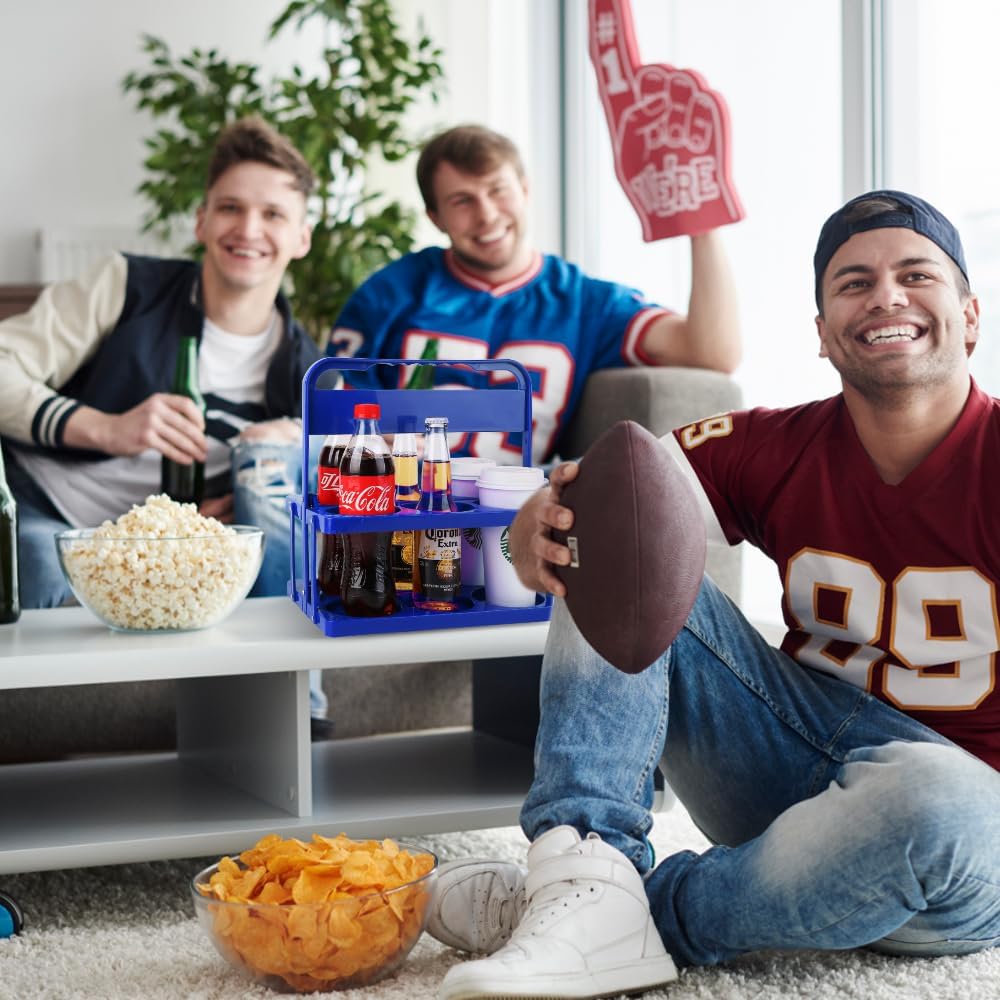 Reusable Drink Carrier with Handle for Doordash, Eats, Grubhub, Portable Cup/Coffee Holder Accessories for Delivery, Foldable Drinks Caddy with Tray, Car Durable Plastic Festive Bottle, Vacation