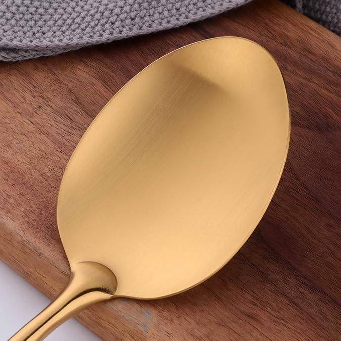 Gold Kitchen Utensil Set - 7 Pcs 304 Stainless Steel Cooking Utensils with Round Handles, Titanium Plated Cookware Tools, Including Spatula Ladle Spoon Fork, Kitchen Gadgets for Home Cooking - Image 7