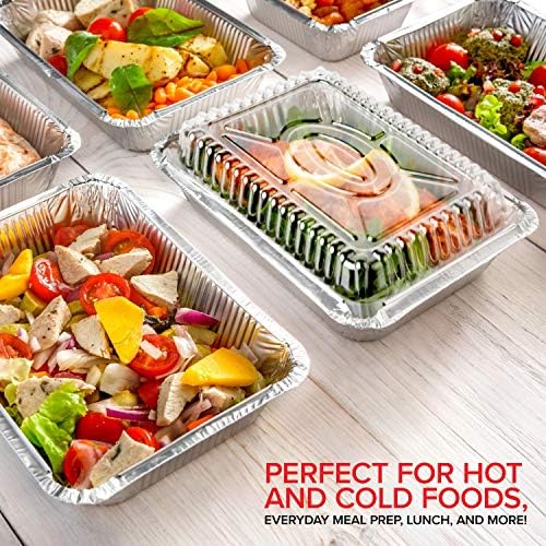 Stock Your Home 2 Lb Small Aluminum Pans with Lids (100 Pack) Foil Pan + Clear Plastic Lid, Disposable Cookware, Takeout Trays with Lids - To Go Disposable Food Containers for Restaurants & Catering - Image 7