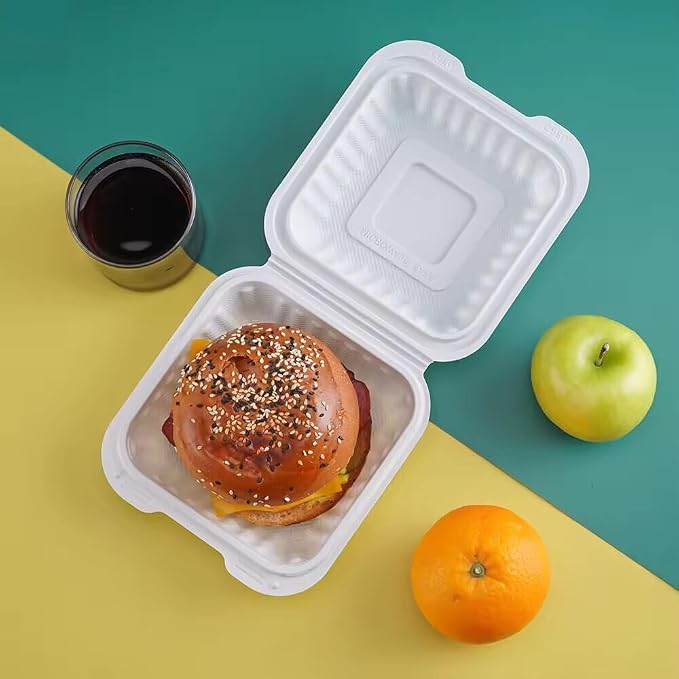 7"×7" 1-Compartment - 150 Pack Plastic Clamshell Take Out Food Containers Heavy-Duty Togo Disposable Lunch Box With Secure Snap Hinged Lid Meal Prep for Parties Restaurants - Image 7