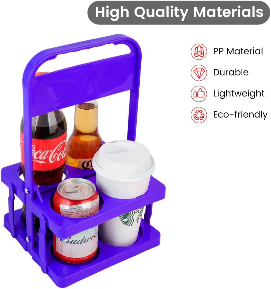 musbus Reusable Drink Carrier with Handle for Doordash, Grubhub, Portable Cup/Coffee Holder Accessories for Delivery, Foldable Drinks Caddy with Tray, Car Durable Plastic Festive Bottle, Vacation