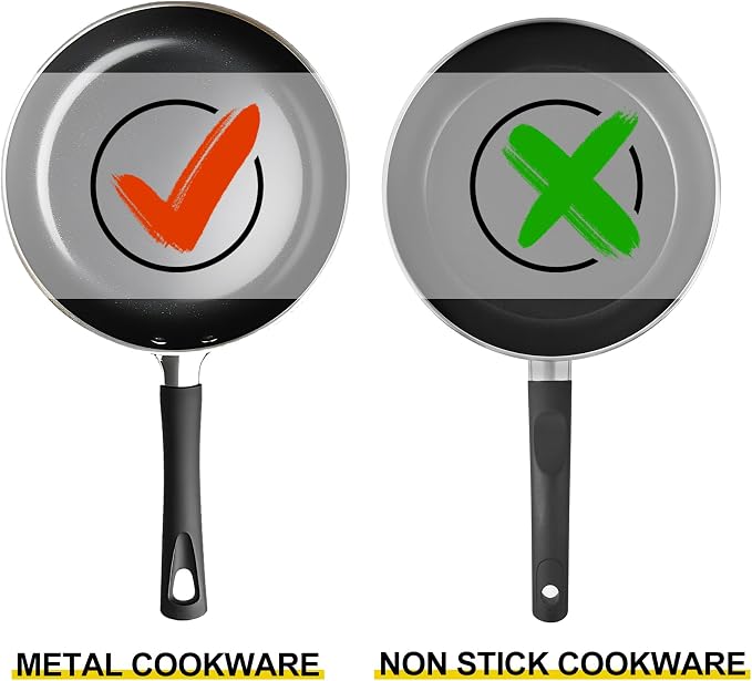 18 10 Stainless Steel Cooking Utensils Set,9pcs Kitchen Utensil Sets Metal 14 inch Long Heavy Duty Kitchen Tools Dishwasher Safe, Include Spatula Soup Ladle, Slotted Skimmer Spoon, Spaghetti - Image 8
