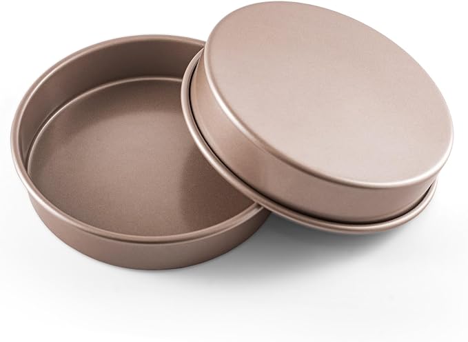HAPPIELS 9 inch Raund Cake Pan 2 Pack Nonstick, PFOA & BPA Free | | Non-Toxic - High Carbon Steel - Gold - Layer Circle Mold 2 inches Deep for Oven Baking - Image 8