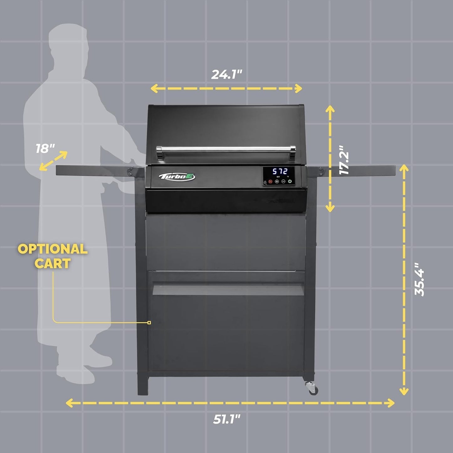 Turbo E Outdoor Electric Grill by PLUGNGRILL - High-Power 1700W Infrared Grill Technology - 24-Inch Smart BBQ Grill with Probe & Digital Display for Precise Cooking & Searing (Turbo E Complete Bundle)