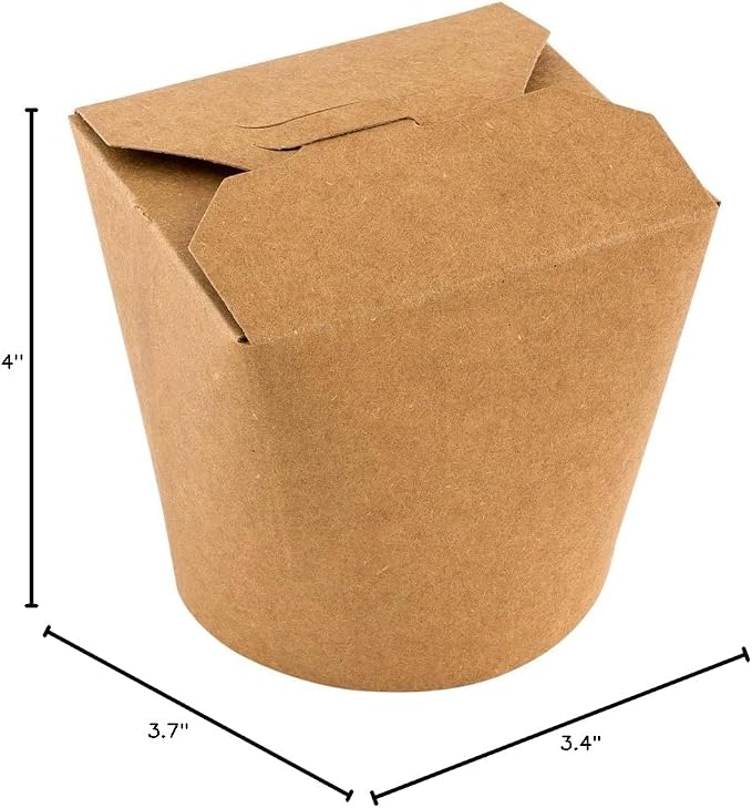Restaurantware 26 oz Round Kraft Paper Noodle Take Out Container, 200 Pack - Image 4
